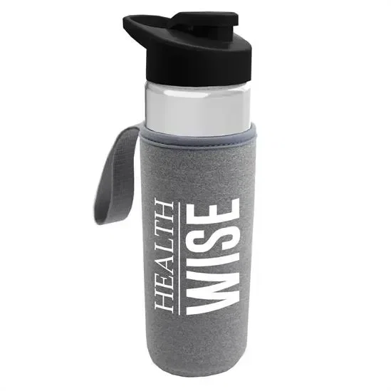 Wave Tritan® Bottle with Drink-Thru Lid and Insulated Caddy (24 oz.)