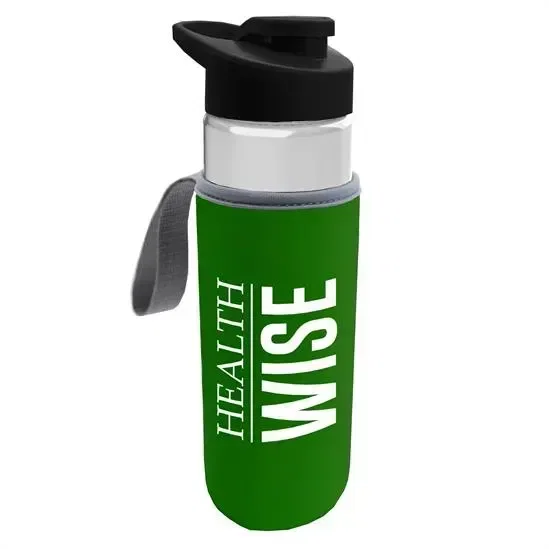 Wave Tritan® Bottle with Drink-Thru Lid and Insulated Caddy (24 oz.) — view 3