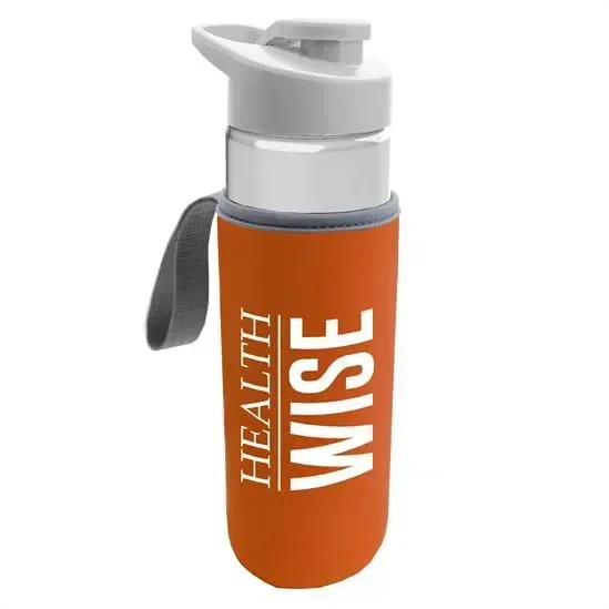 Wave Tritan® Bottle with Drink-Thru Lid and Insulated Caddy (24 oz.) — view 4
