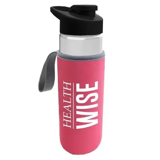 Wave Tritan® Bottle with Drink-Thru Lid and Insulated Caddy (24 oz.) — view 5