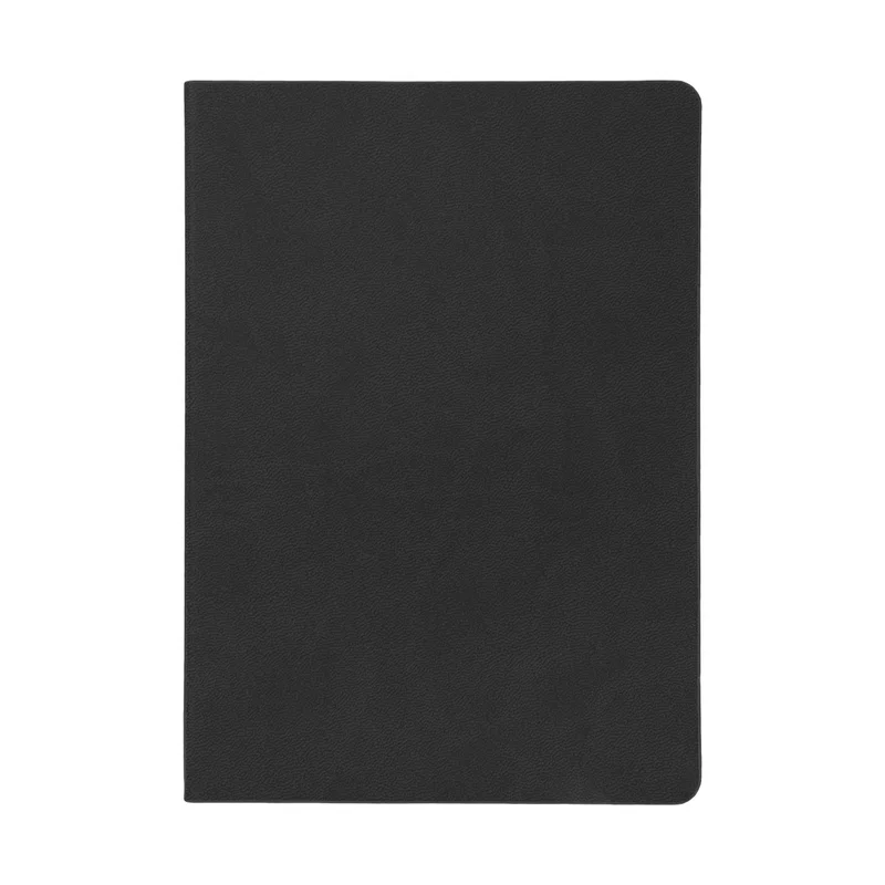 Ready for meeting notes, the notebook sits closed on a table
