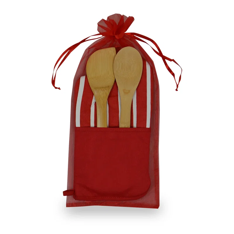 Chef's Therma-Grip Striped Oven Mitt Bamboo Combo — view 3