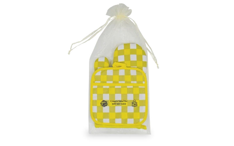 Therma-Grip Oven Mitt & Pot Holder Set. Cotton oven mitt and pot holder set for realtor closing gifts