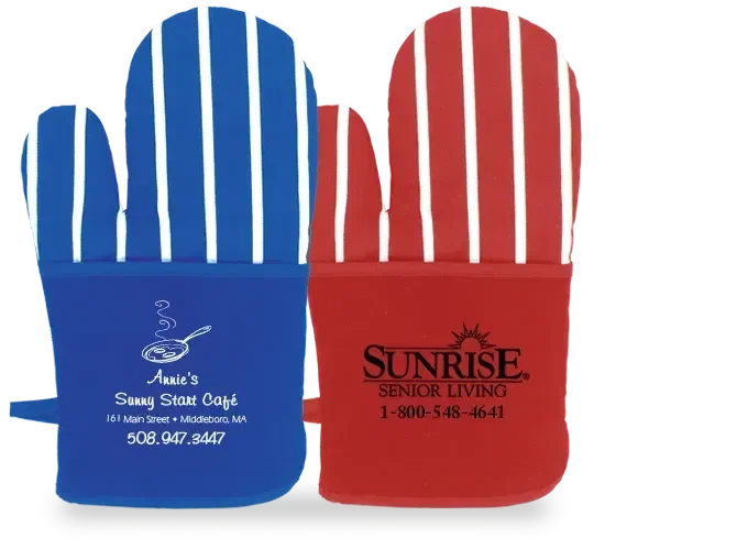 Therma-Grip Cotton Pocket Oven Mitts - Standard, Striped & Fire-Resistant. Cotton pocket oven mitt with fire-resistant option