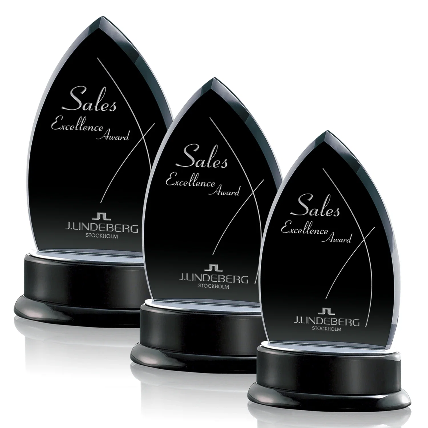 Custom Black Starfire Crystal Arrowhead Award, Wood Base, Aluminum Accents, awards for employee recognition