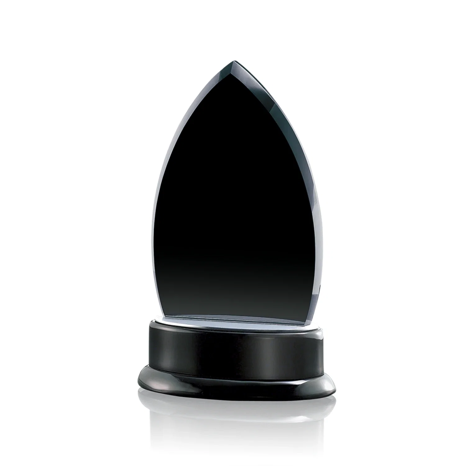 Custom Black Starfire Crystal Arrowhead Award, Wood Base, Aluminum Accents, awards for retirement presentations
