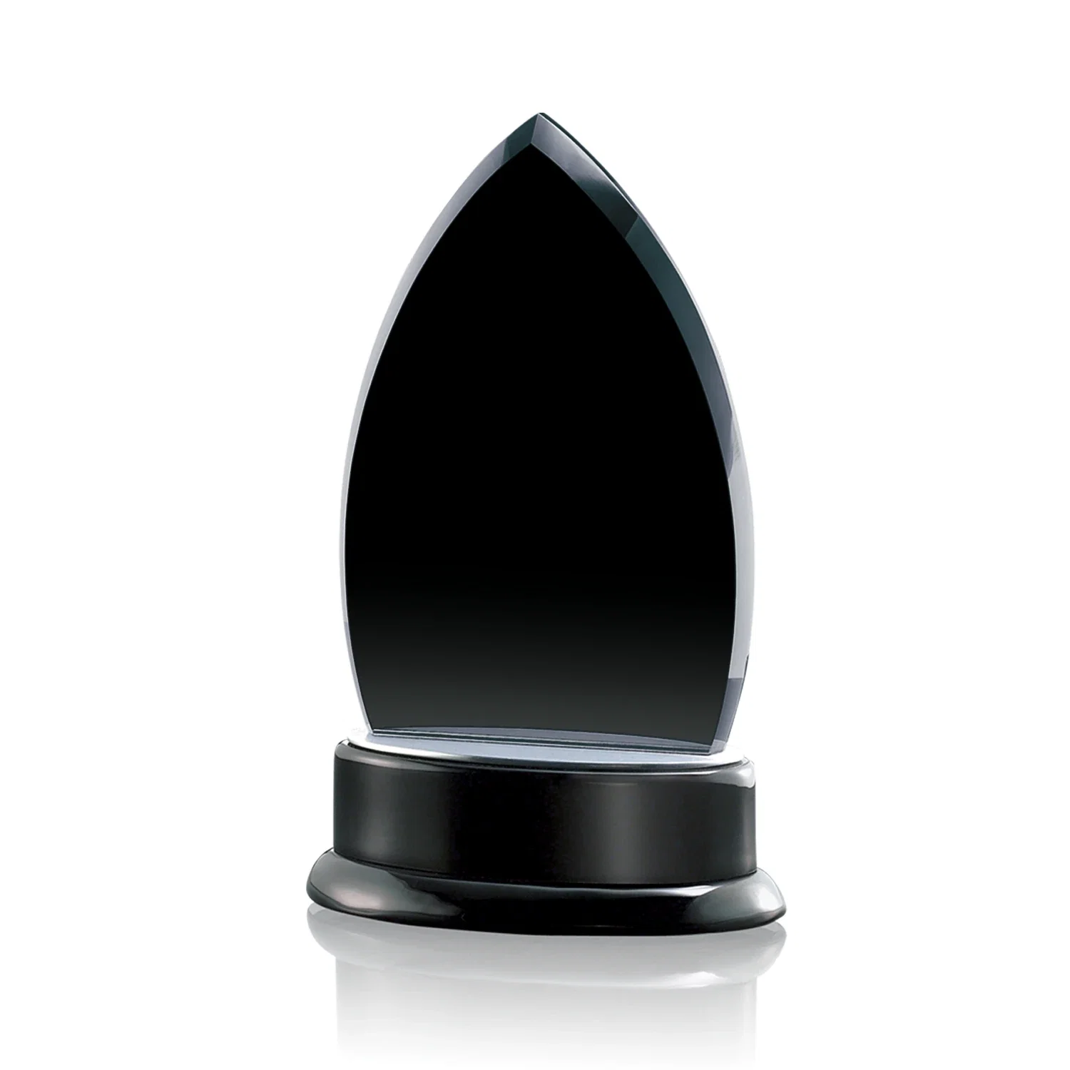 Custom Black Starfire Crystal Arrowhead Award, Wood Base, Aluminum Accents, awards for team milestone celebrations