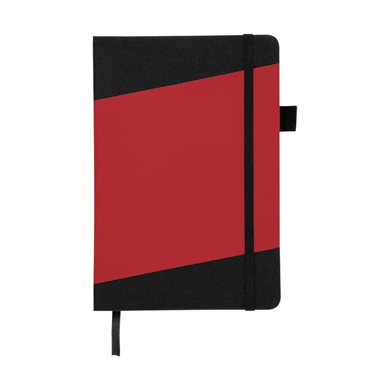 Overhead shot of the closed journal on a work surface