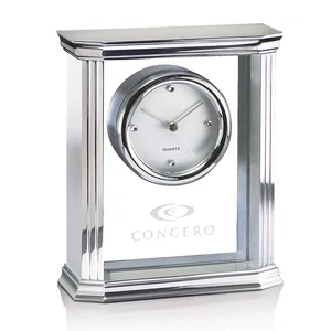 Chrome and Glass Modern Mantle Clock