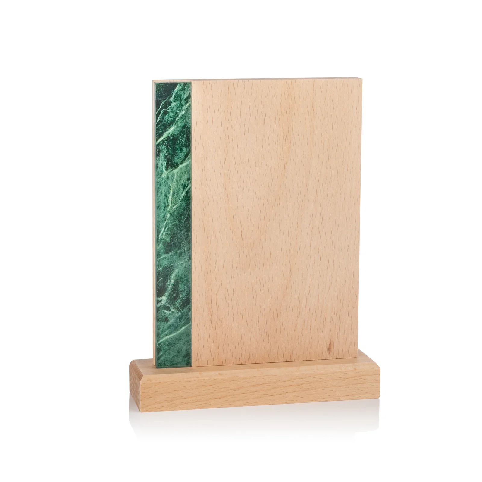 Personalized Beechwood Award with Green Marble-Look Inlay for retirement presentations