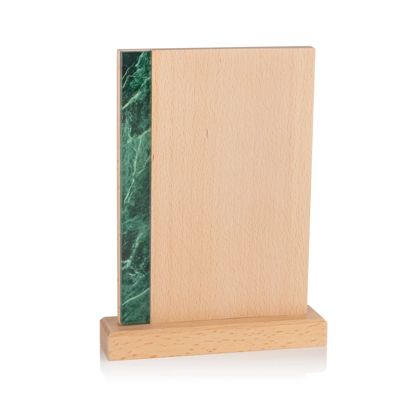 Personalized Beechwood Award with Green Marble-Look Inlay for team milestone celebrations