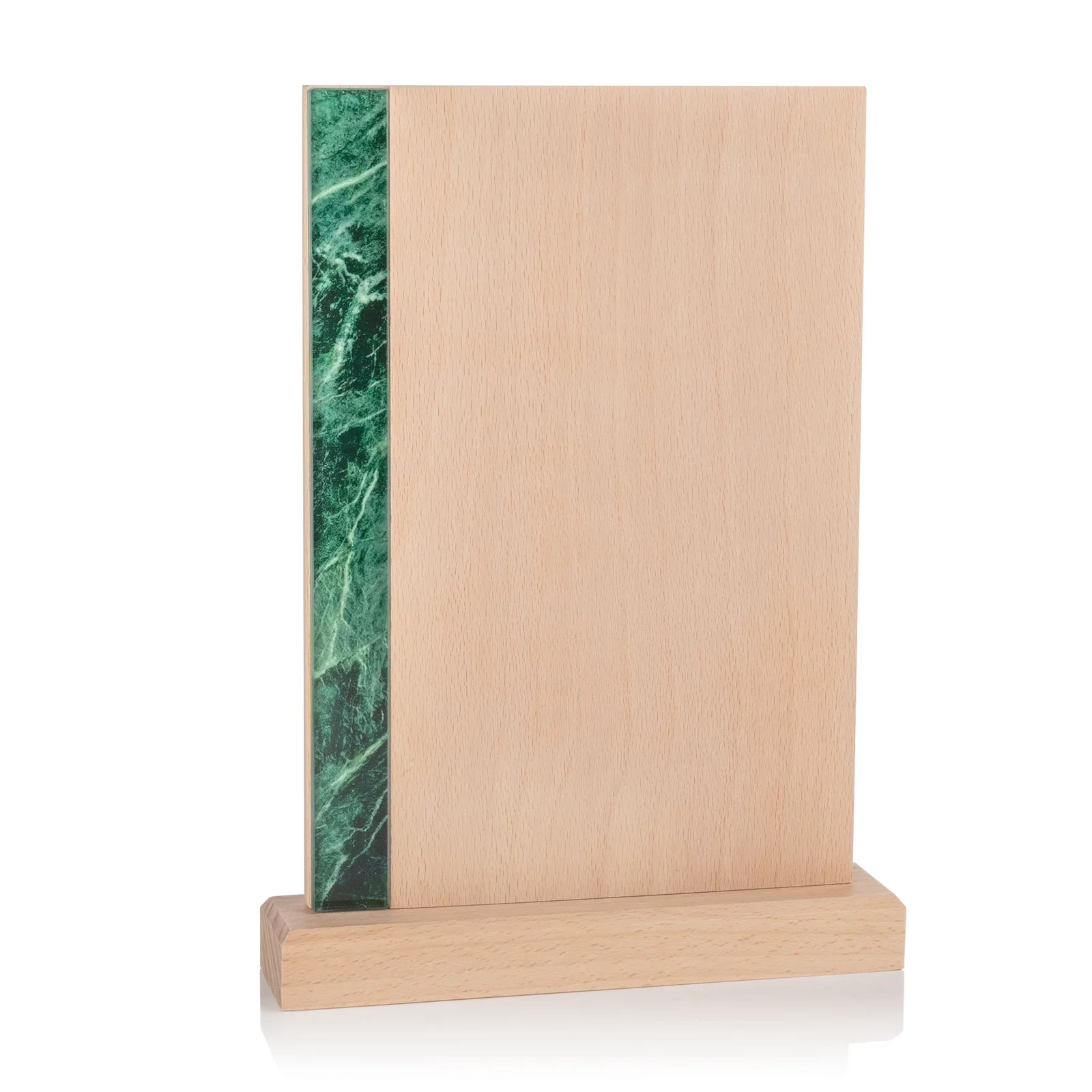 Personalized Beechwood Award with Green Marble-Look Inlay for donor appreciation