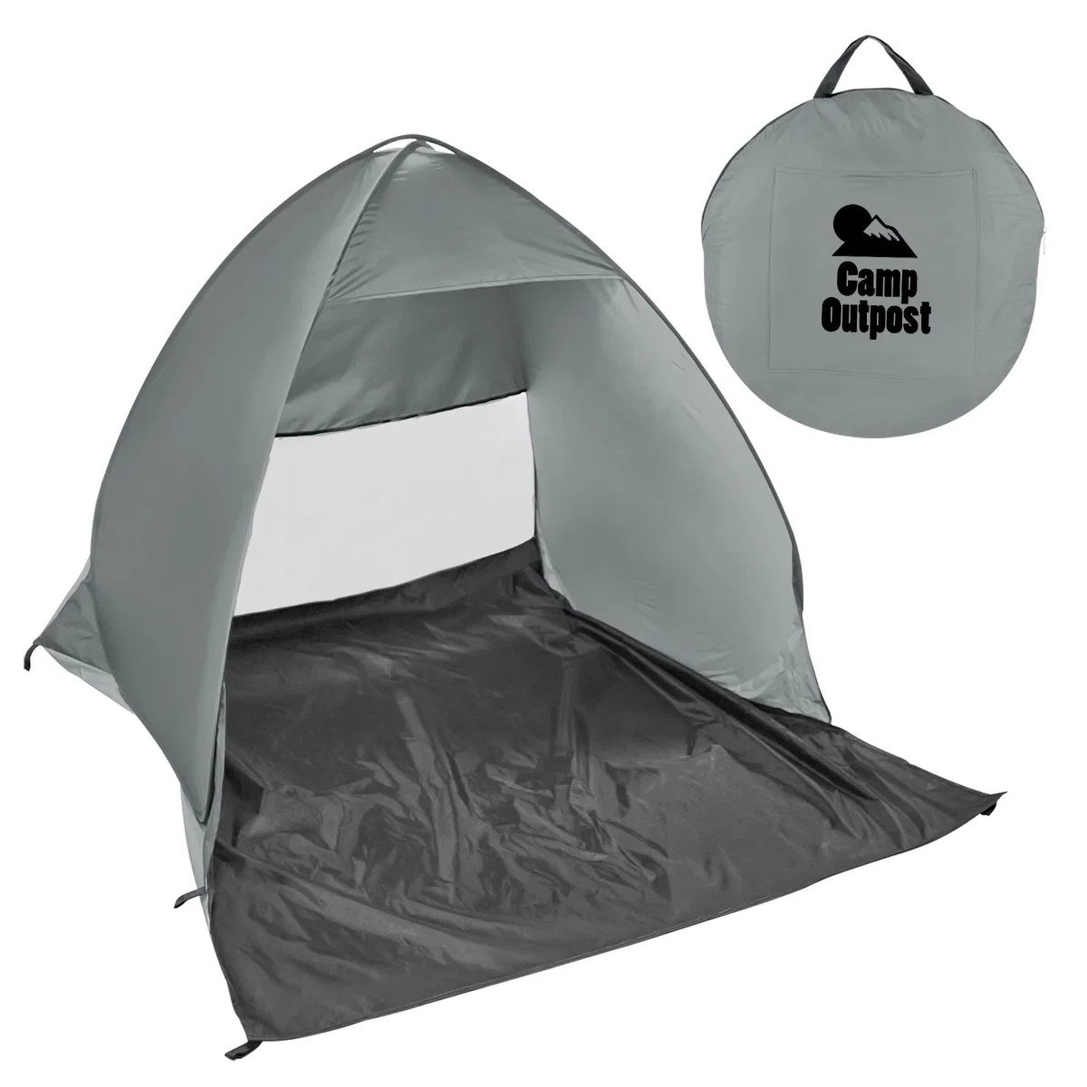 Pop up shade tent opened and standing ready for use