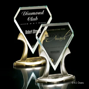 Faceted Starfire Glass Award on a Cast Metal Base - Tiara