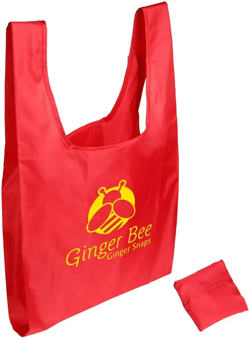 Promotional T-handle tote bag side profile showing water-resistant panel