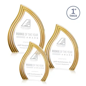 Clear Acrylic Flame Award with Gold Accent Frame