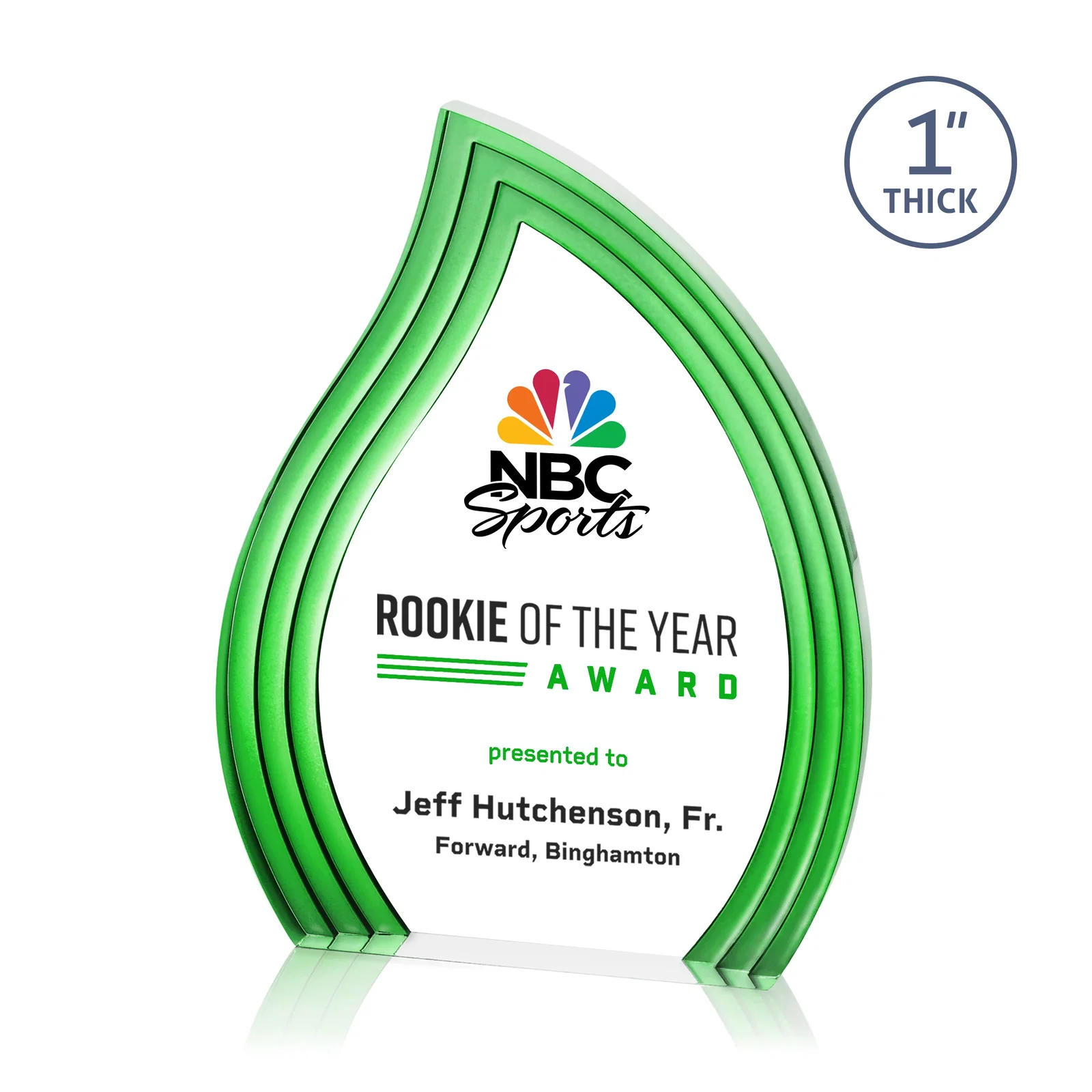 Promotional Clear Acrylic Flame Award with Gold Accent Frame for graduation ceremonies