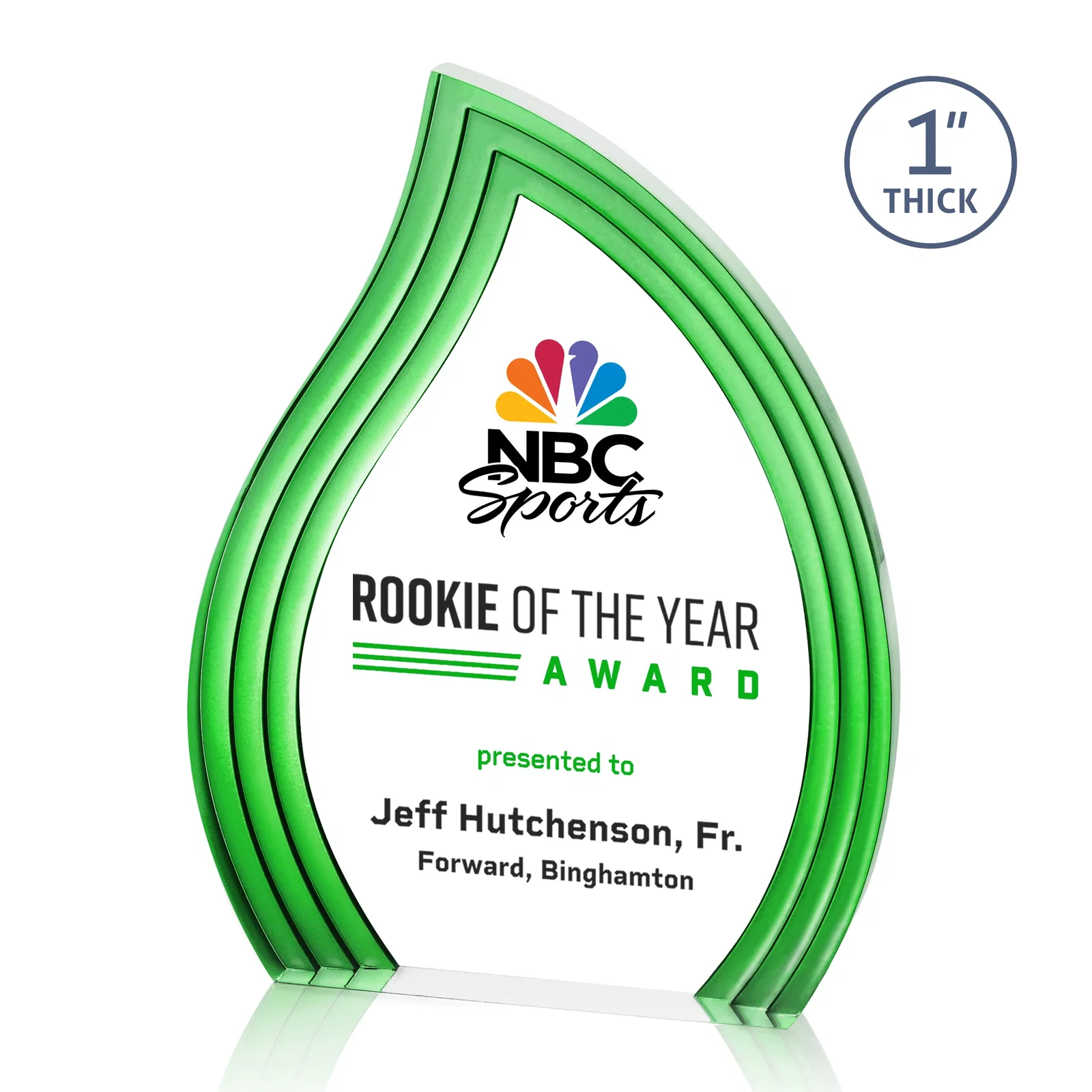 Promotional Clear Acrylic Flame Award with Gold Accent Frame for safety achievement programs