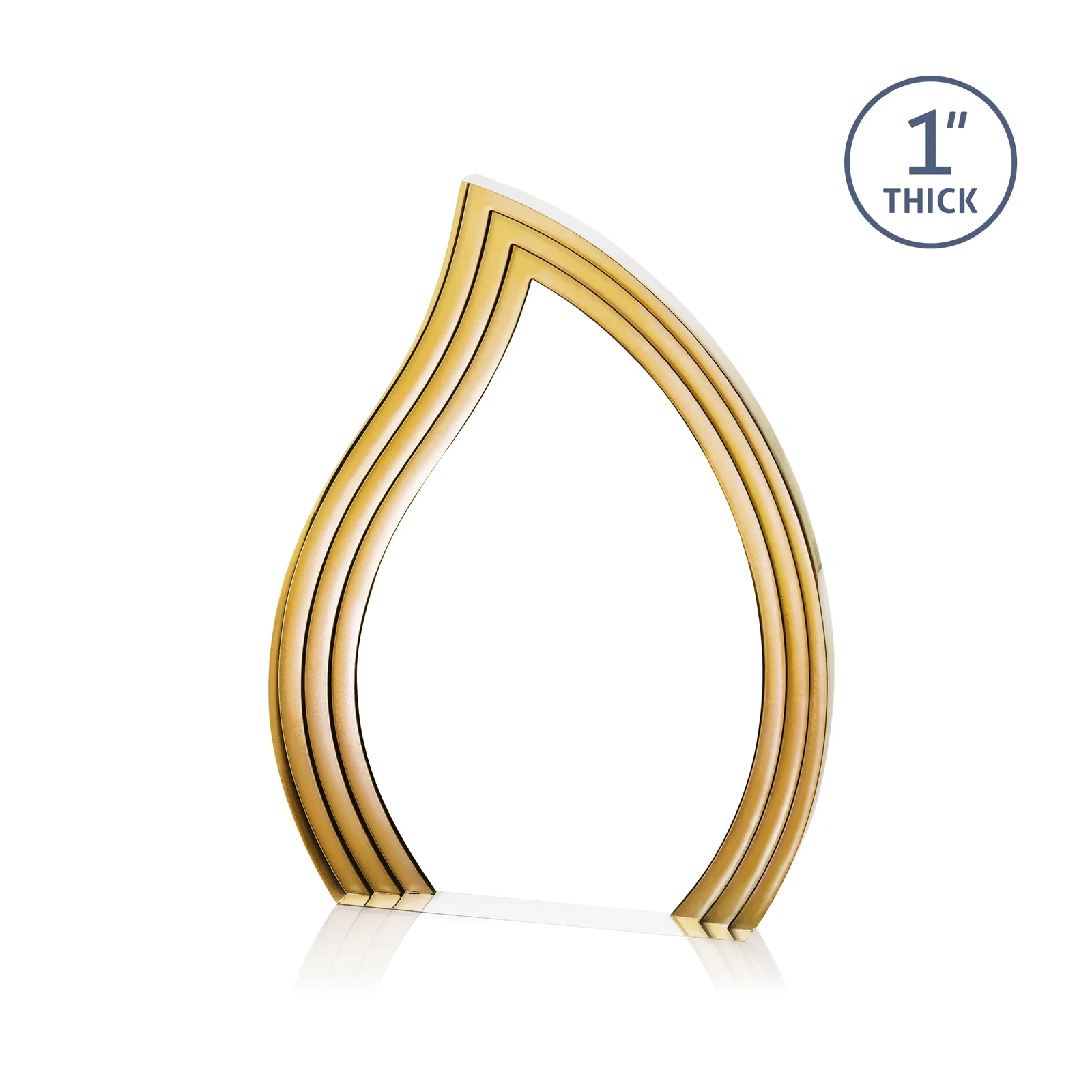 Branded Clear Acrylic Flame Award with Gold Accent Frame for corporate award ceremonies