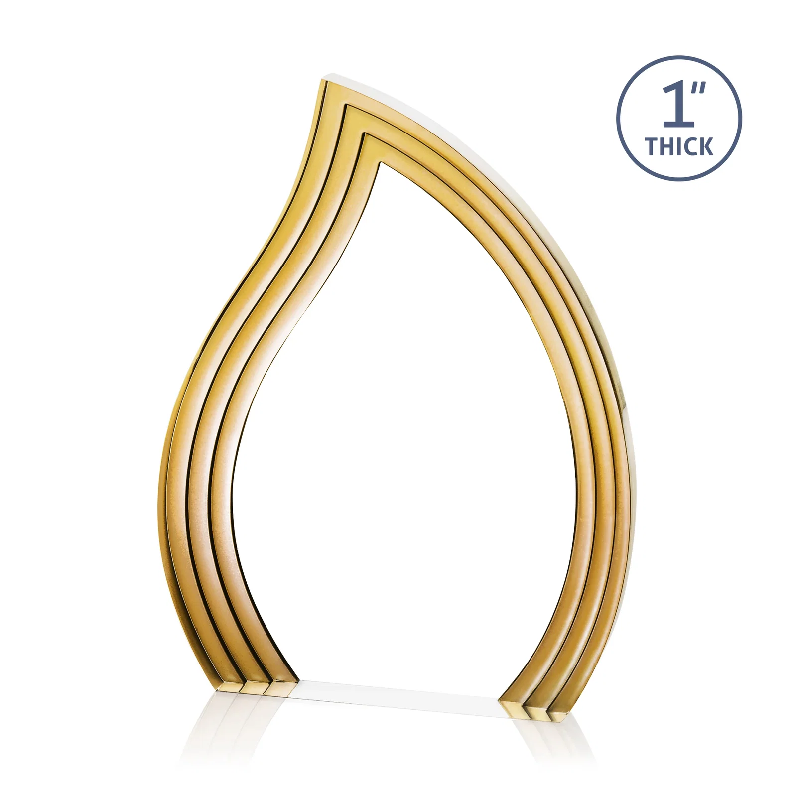 Branded Clear Acrylic Flame Award with Gold Accent Frame for service anniversary gifts