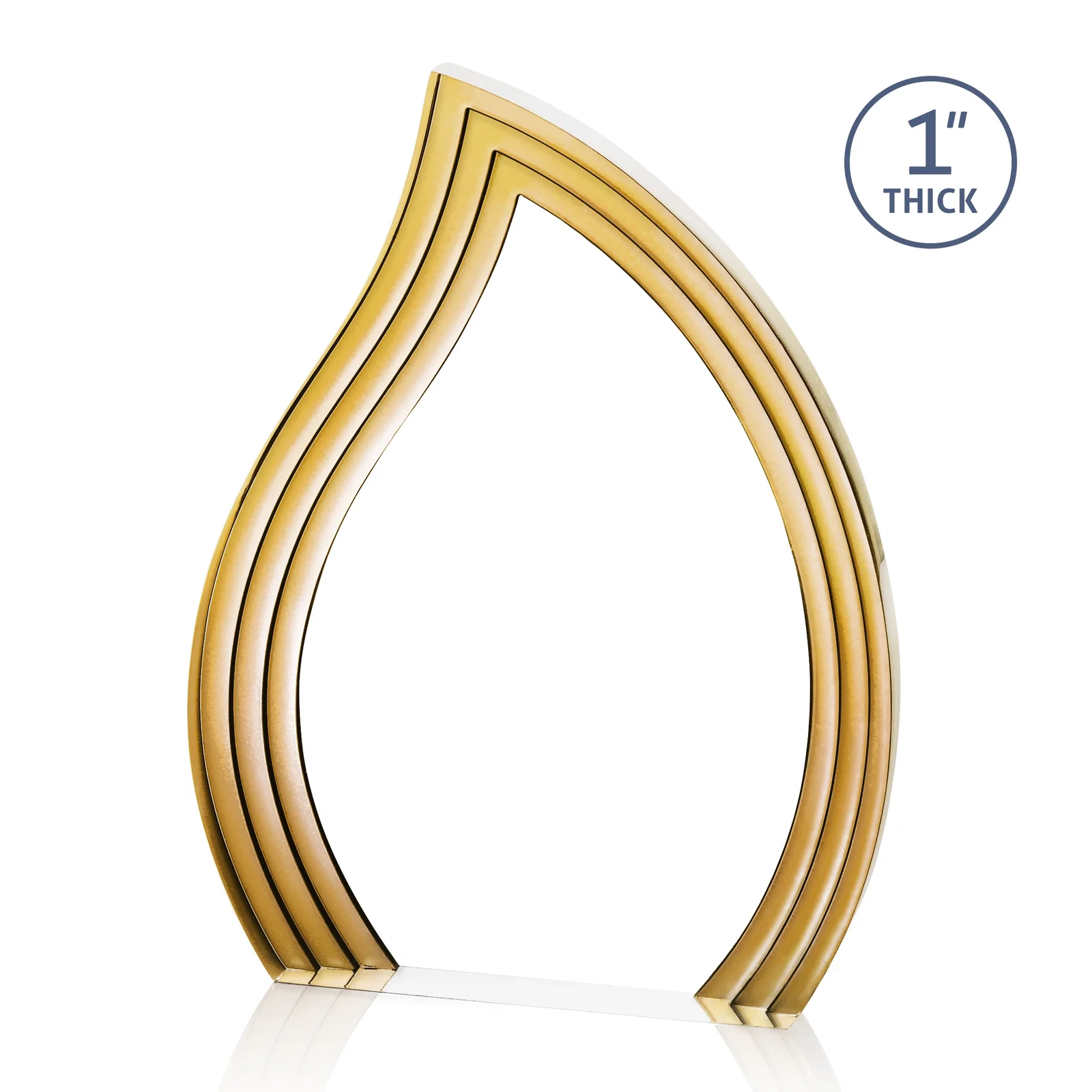 Branded Clear Acrylic Flame Award with Gold Accent Frame for sales achievement awards