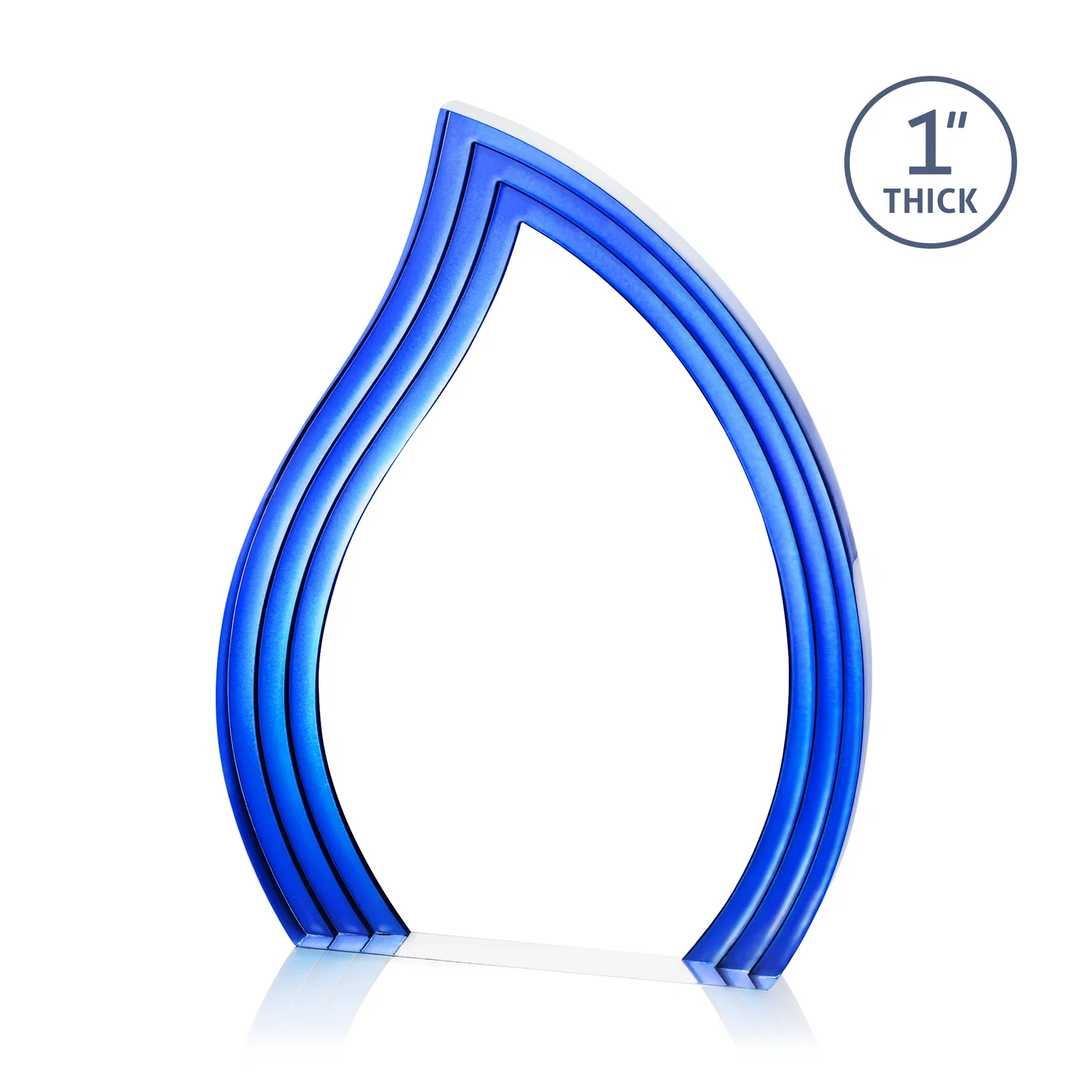 Branded Clear Acrylic Flame Award with Gold Accent Frame for safety achievement programs