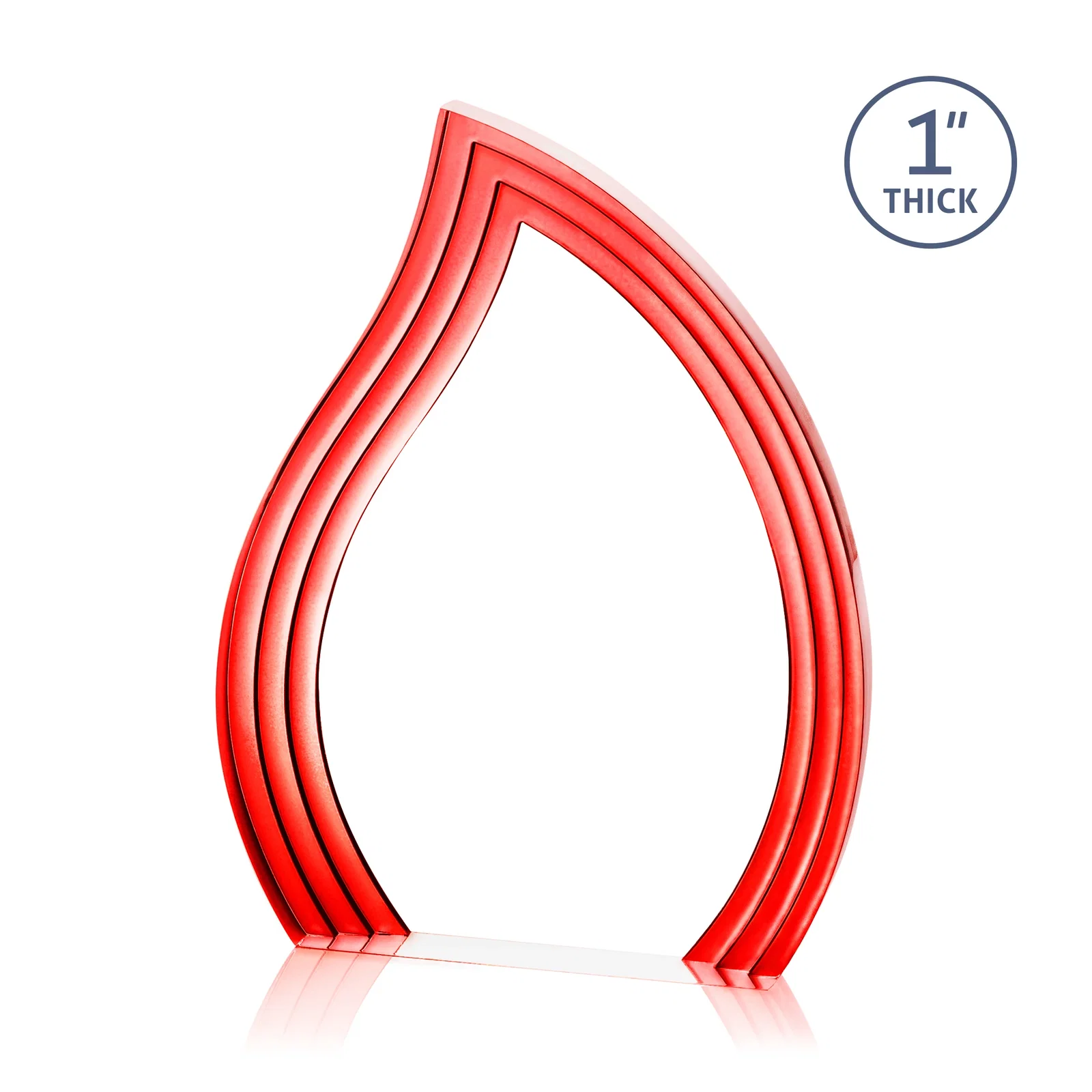Branded Clear Acrylic Flame Award with Gold Accent Frame for company anniversary events