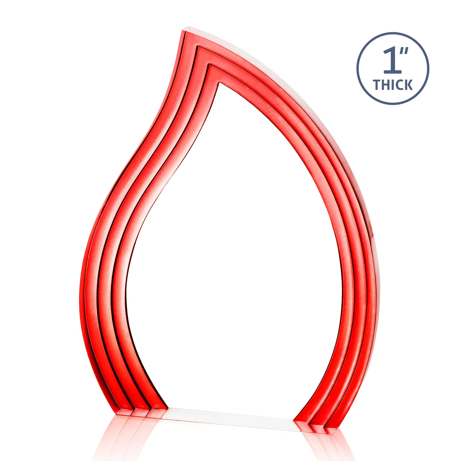 Custom printed Clear Acrylic Flame Award with Gold Accent Frame for employee recognition