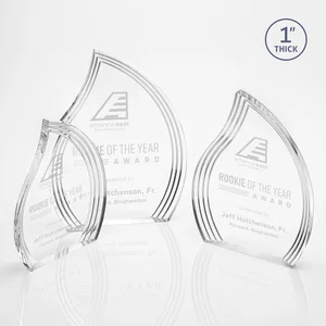 Acrylic Flame Award, Left-Facing with Contoured Grooves