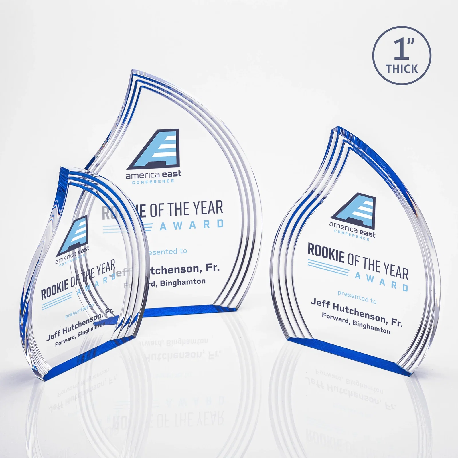 Personalized Acrylic Flame Award, Left-Facing with Contoured Grooves for employee recognition