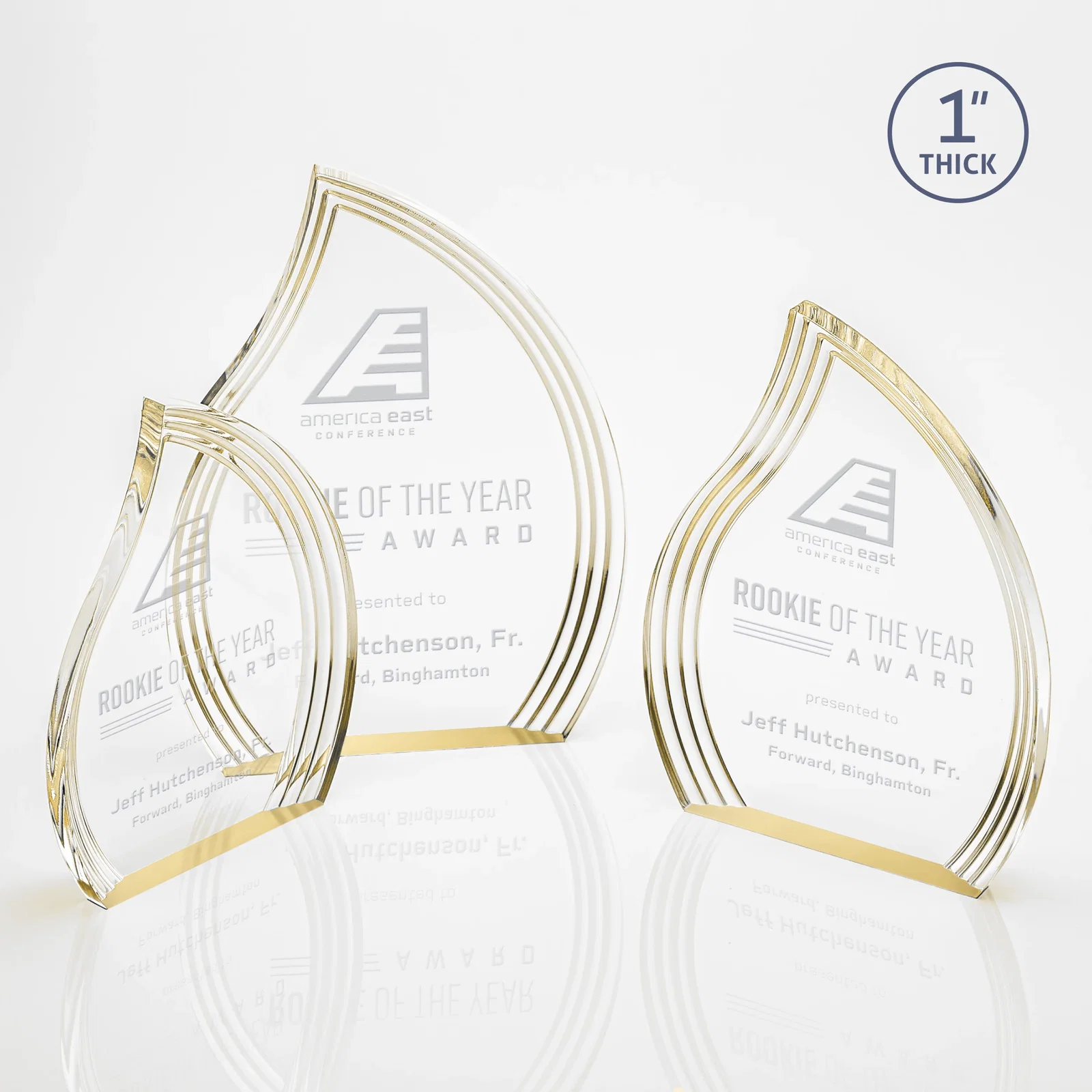 Personalized Acrylic Flame Award, Left-Facing with Contoured Grooves for retirement presentations