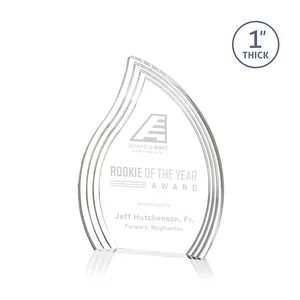 Acrylic Flame Award, Left-Facing with Contoured Grooves