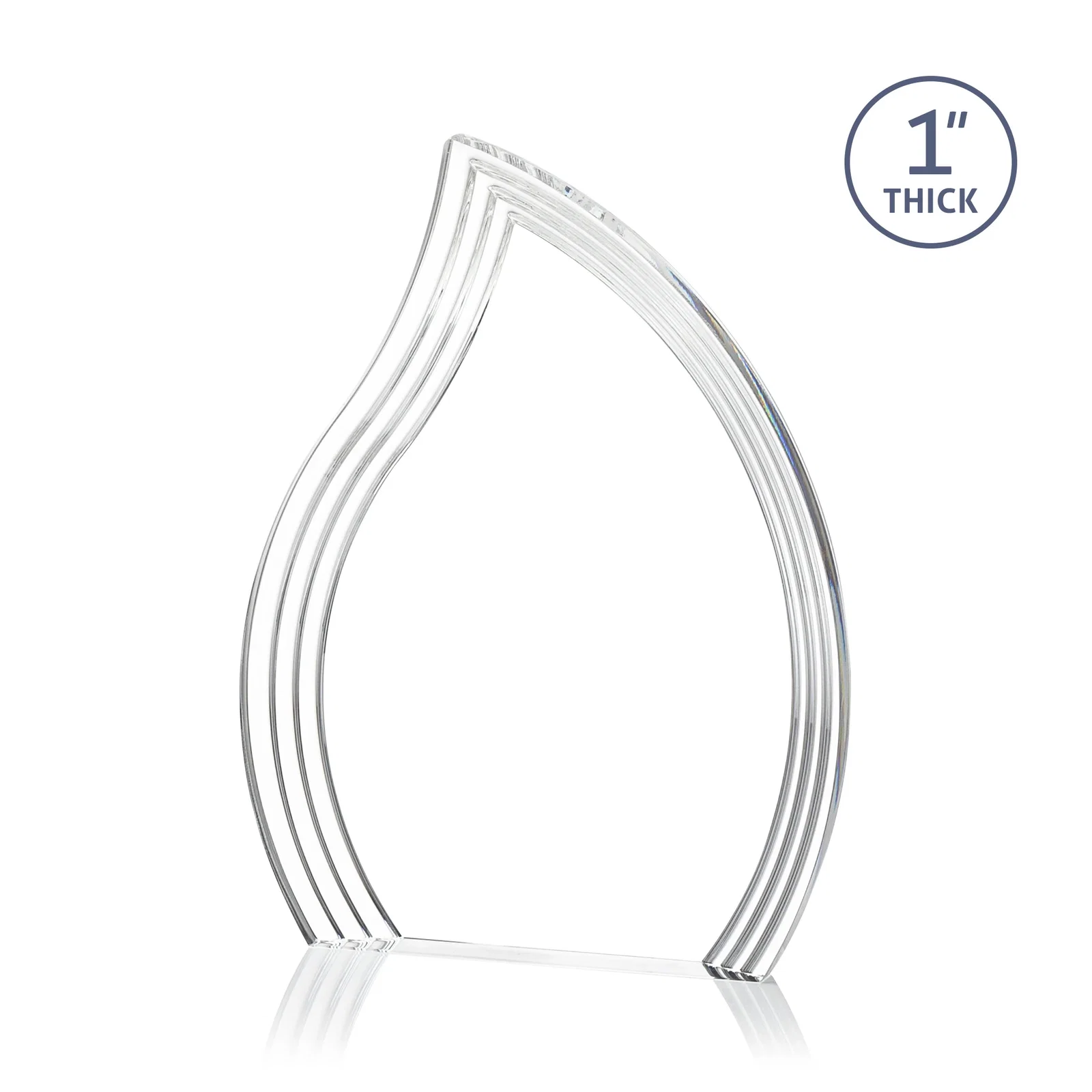 Promotional Acrylic Flame Award, Left-Facing with Contoured Grooves for corporate award ceremonies