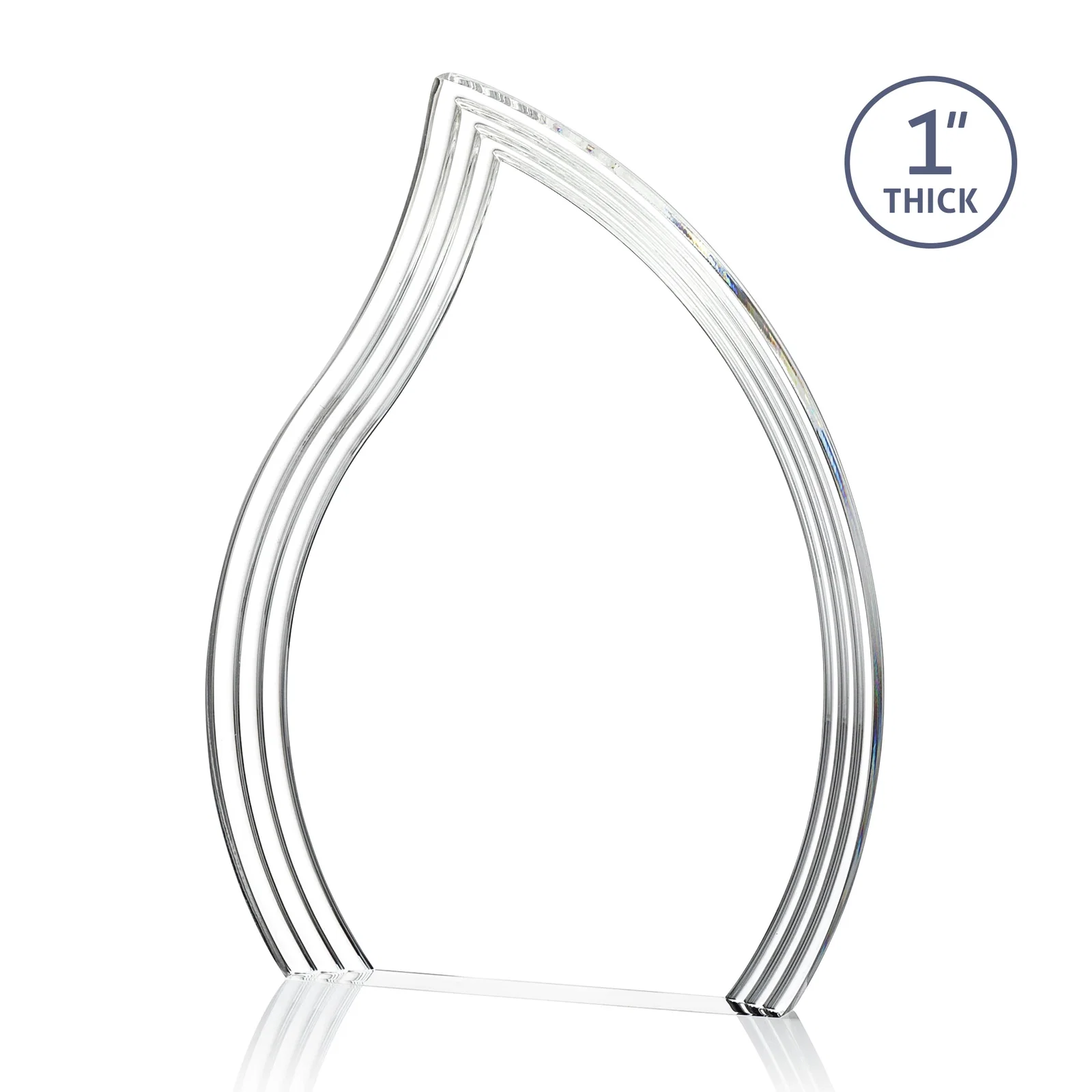Promotional Acrylic Flame Award, Left-Facing with Contoured Grooves for service anniversary gifts