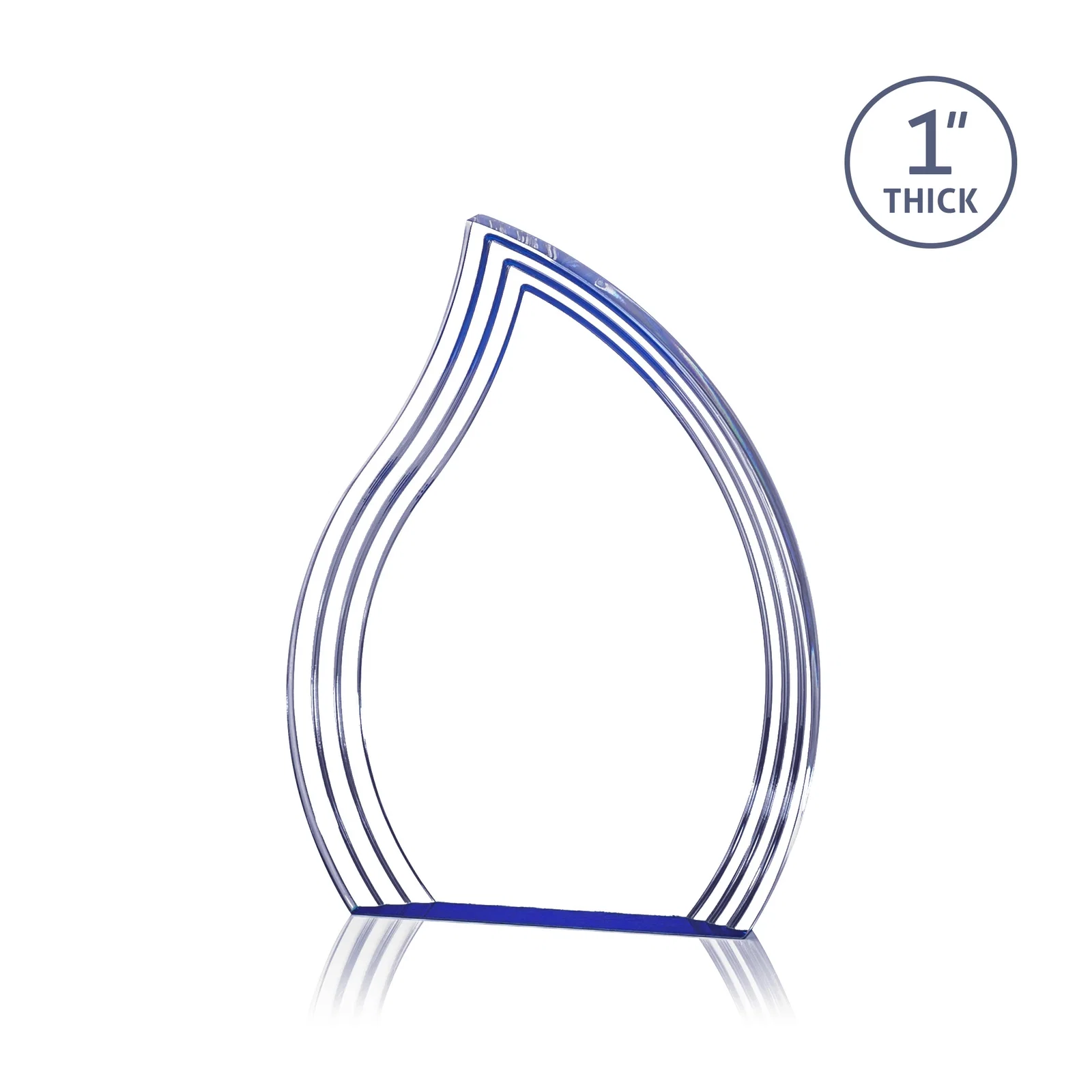Promotional Acrylic Flame Award, Left-Facing with Contoured Grooves for sales achievement awards