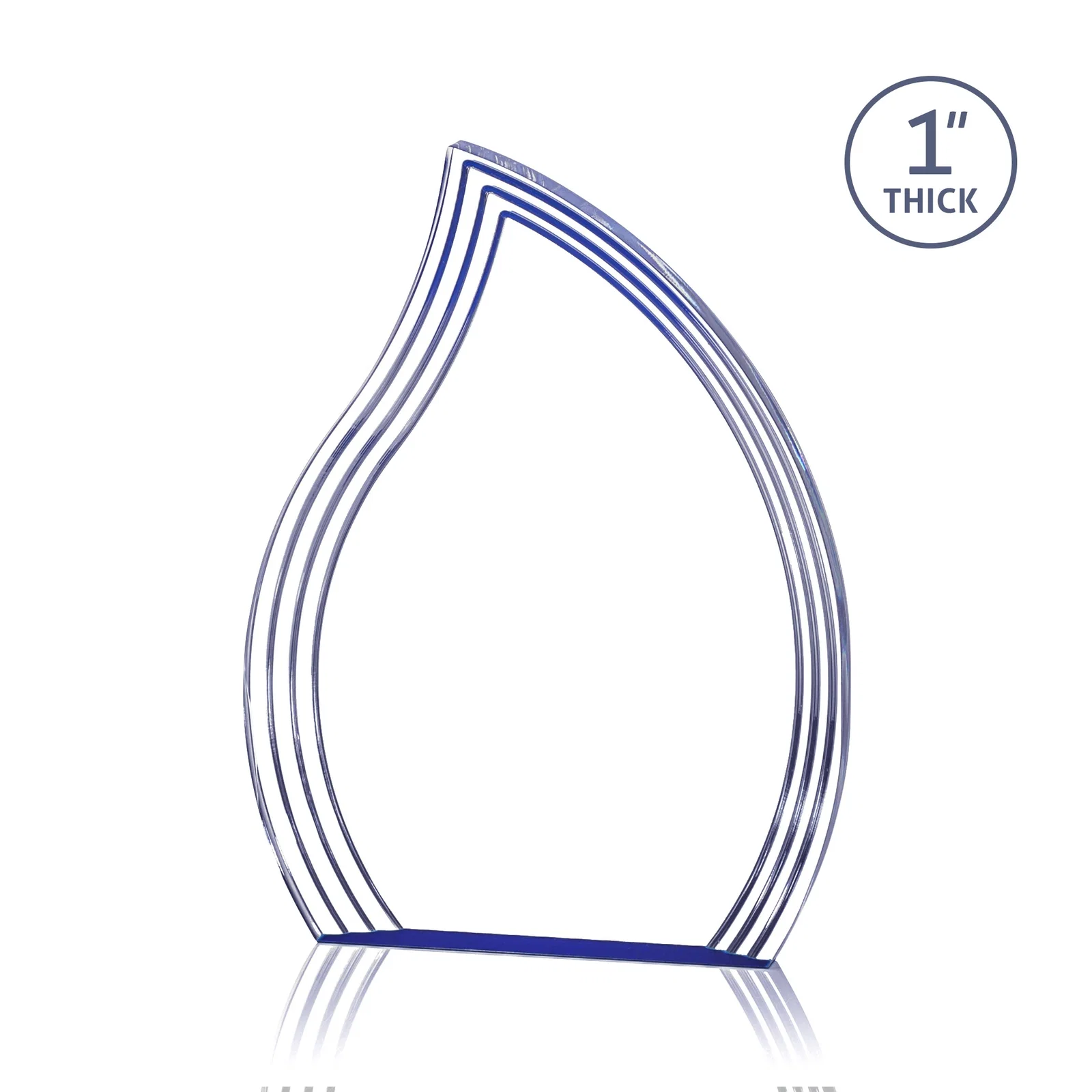 Promotional Acrylic Flame Award, Left-Facing with Contoured Grooves for retirement presentations