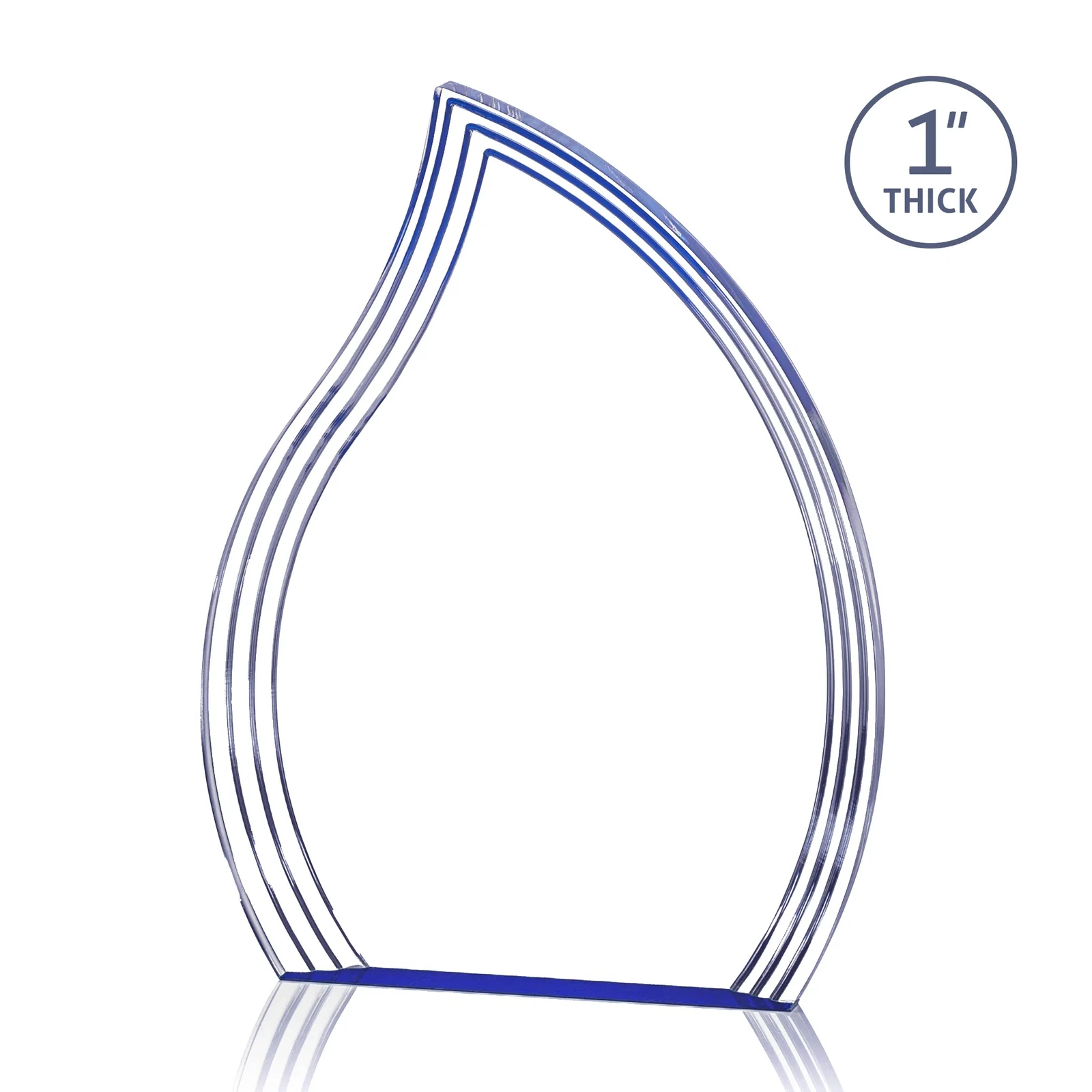Promotional Acrylic Flame Award, Left-Facing with Contoured Grooves for team milestone celebrations