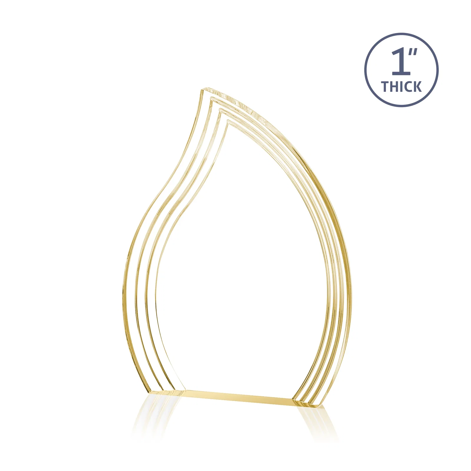 Promotional Acrylic Flame Award, Left-Facing with Contoured Grooves for donor appreciation