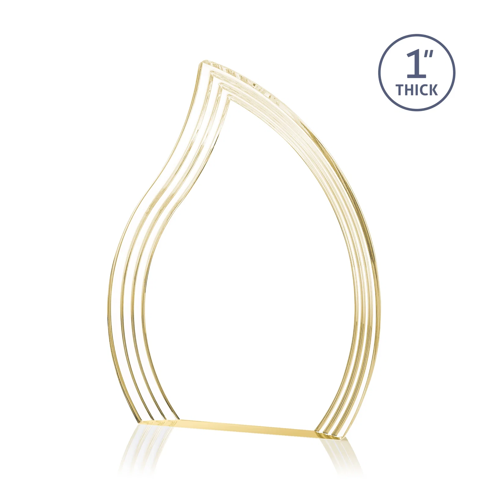 Promotional Acrylic Flame Award, Left-Facing with Contoured Grooves for graduation ceremonies