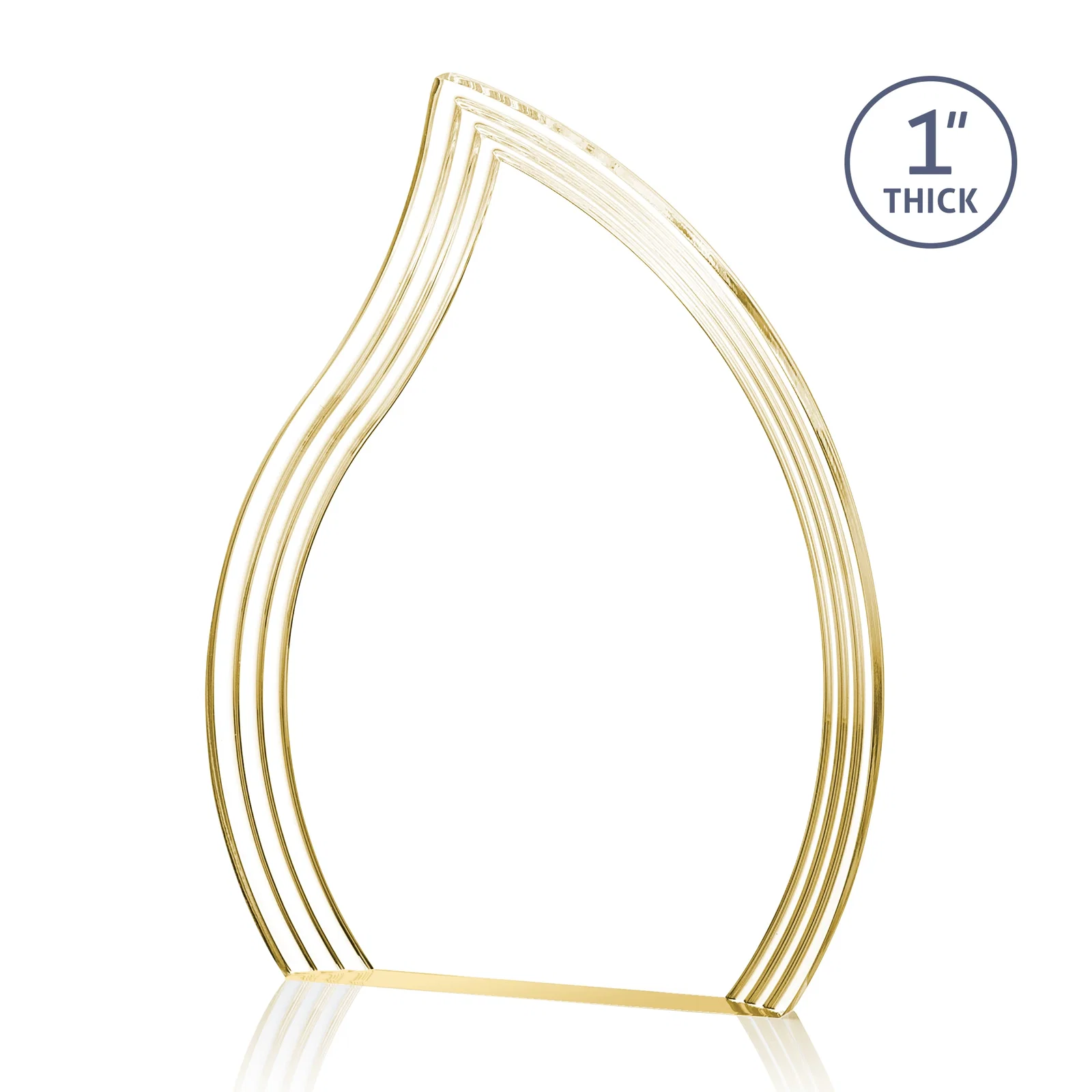 Promotional Acrylic Flame Award, Left-Facing with Contoured Grooves for safety achievement programs
