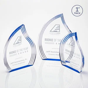 Acrylic Flame Award, Right-Facing with Staggered Grooves