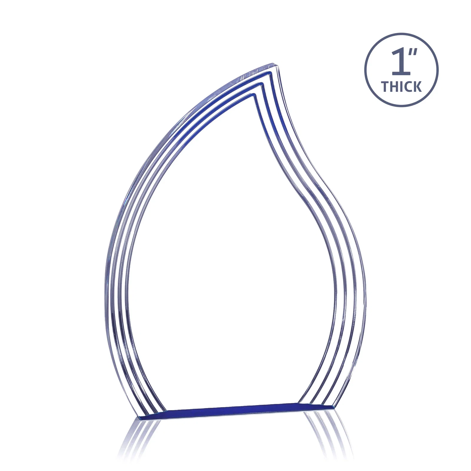 Personalized Acrylic Flame Award, Right-Facing with Staggered Grooves for service anniversary gifts