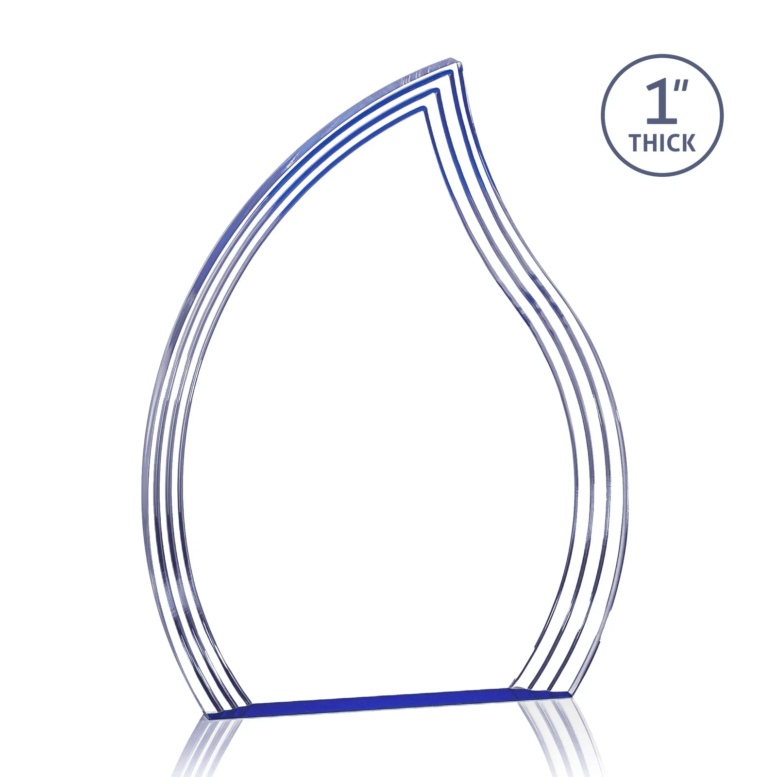 Personalized Acrylic Flame Award, Right-Facing with Staggered Grooves for sales achievement awards