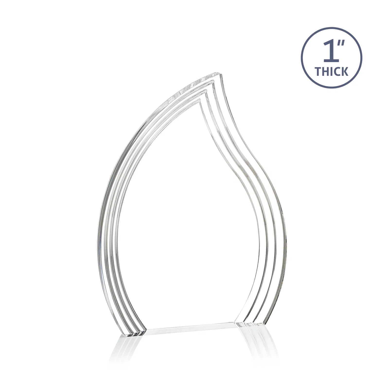 Personalized Acrylic Flame Award, Right-Facing with Staggered Grooves for retirement presentations