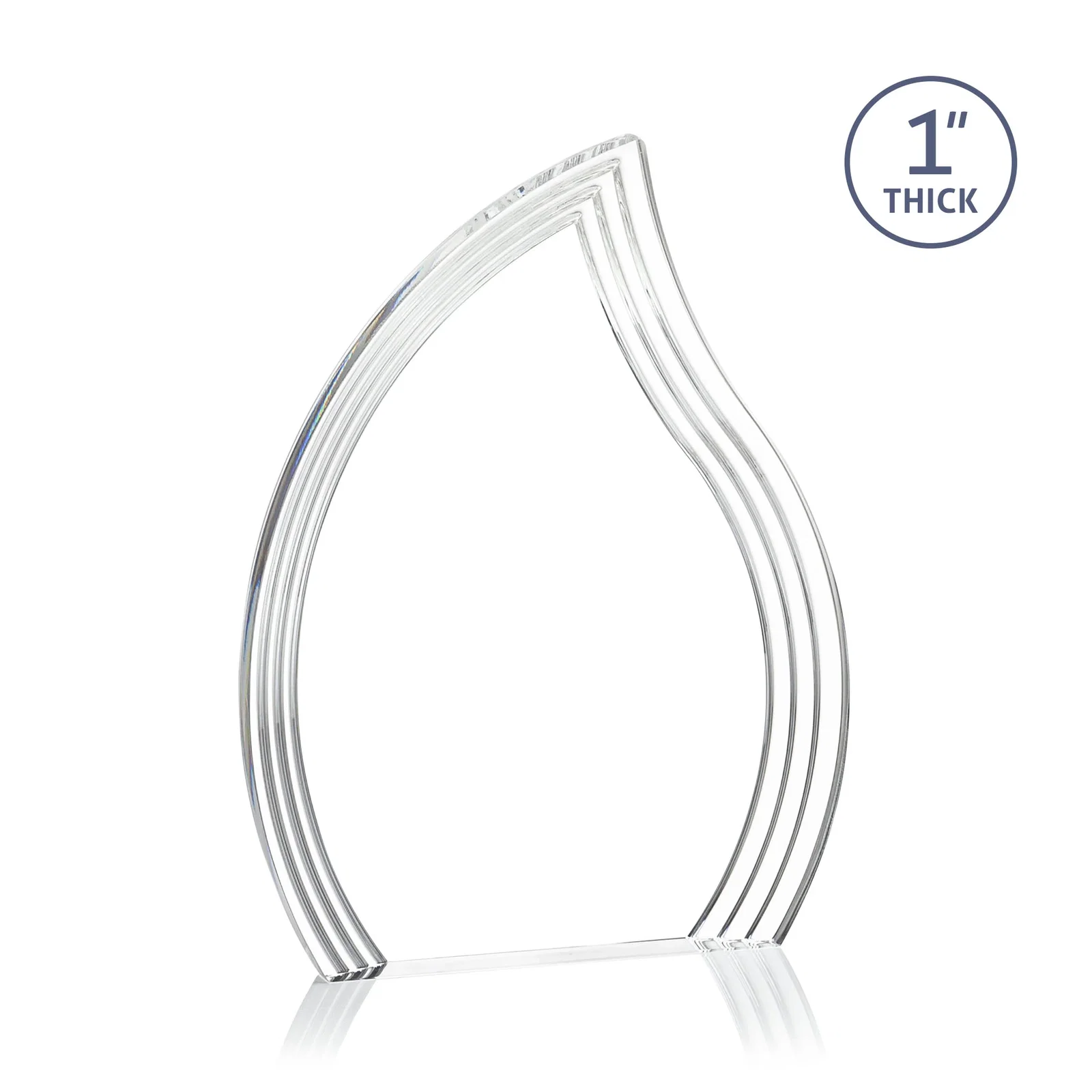 Personalized Acrylic Flame Award, Right-Facing with Staggered Grooves for team milestone celebrations