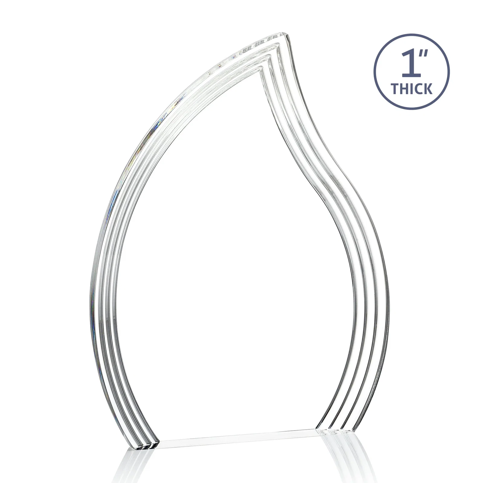 Personalized Acrylic Flame Award, Right-Facing with Staggered Grooves for donor appreciation