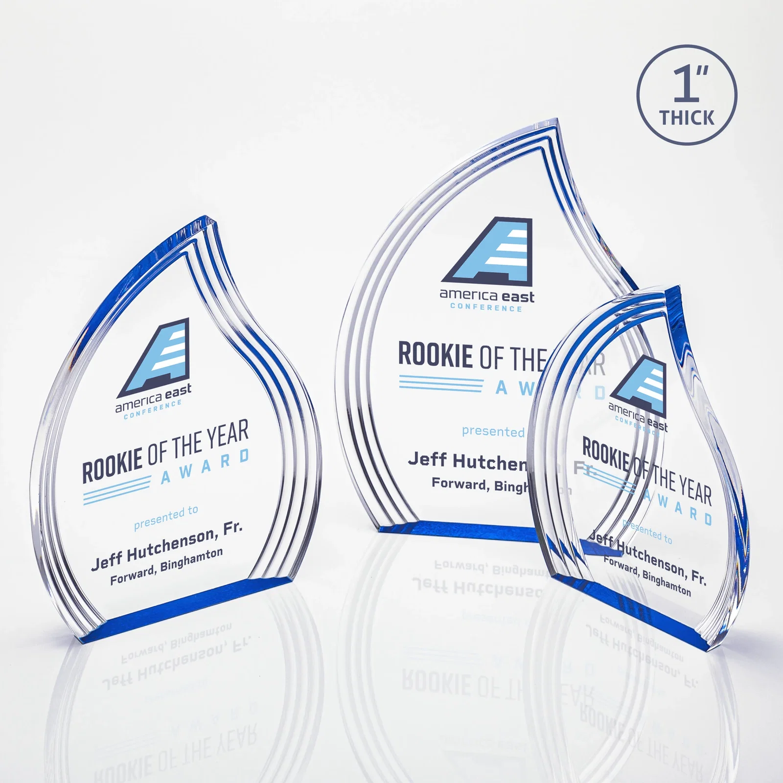 Custom Acrylic Flame Award, Right-Facing with Staggered Grooves for sales achievement awards