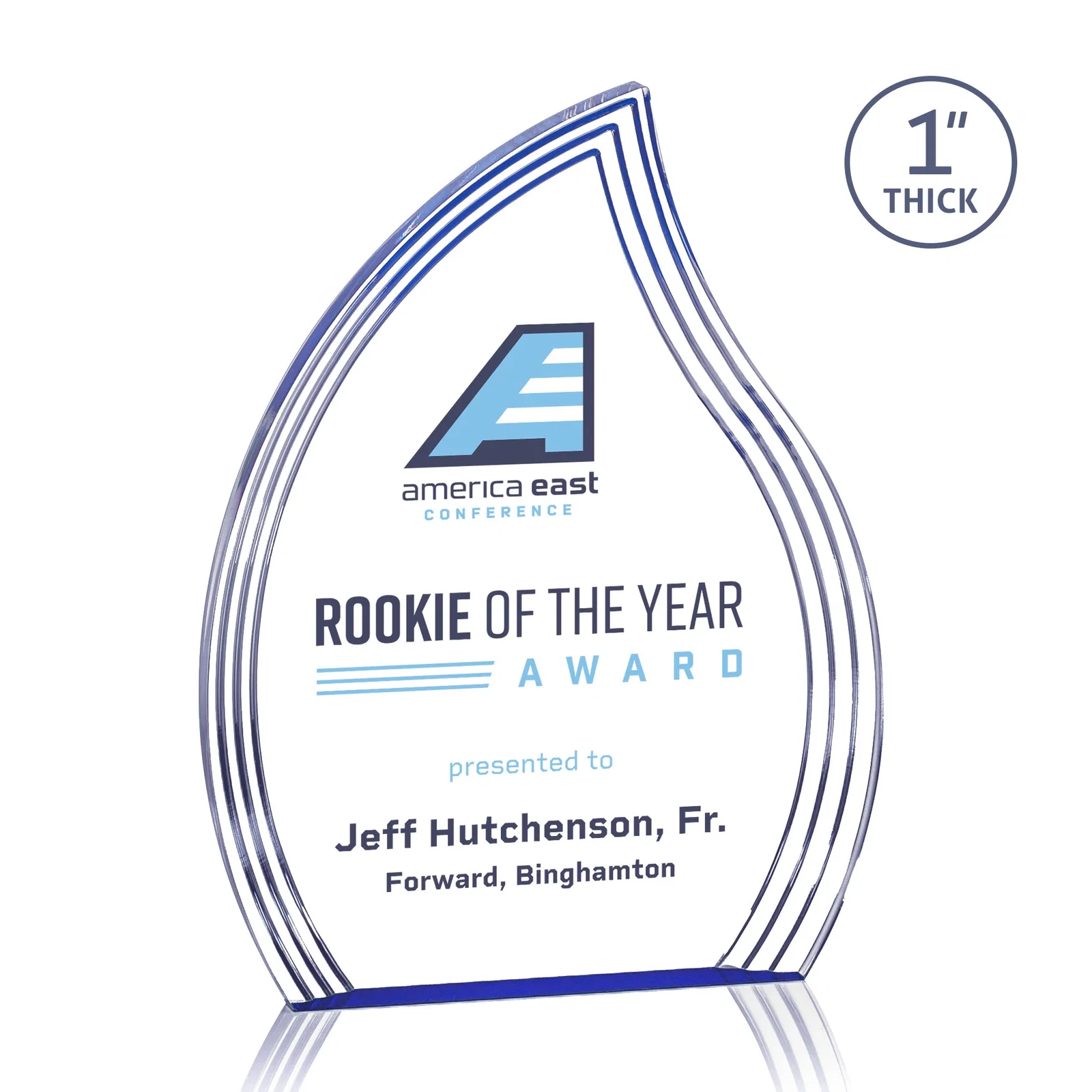 Custom Acrylic Flame Award, Right-Facing with Staggered Grooves for team milestone celebrations
