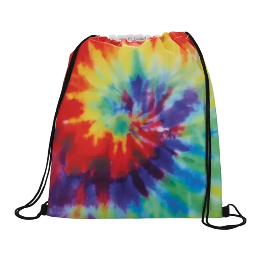 Custom Tie Dye Drawstring Bag with Pouch — view 2