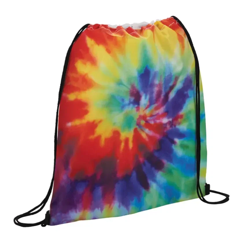 Custom Tie Dye Drawstring Bag with Pouch — view 3